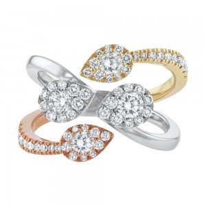 14K Multi Color Gold 1.10 carats Pear Design Ring