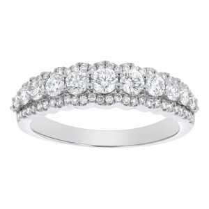 14K White Gold 1.0 carats Round Diamonds Band Ring