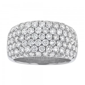 14K White Gold 2.9 carats Round Diamonds Wide Band Ring