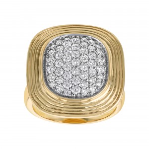 14K Yellow Gold 1.00 carat Diamonds Corrugated Oblong Ring