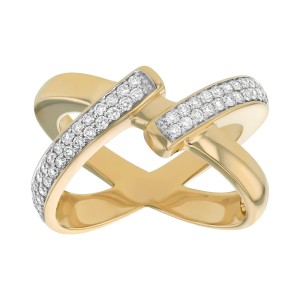 14K Yellow Gold 0.50 carat Diamonds Crossover Ring