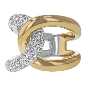 14K Two Tone Gold 1.00 carat Diamonds Wide Fashion Ring