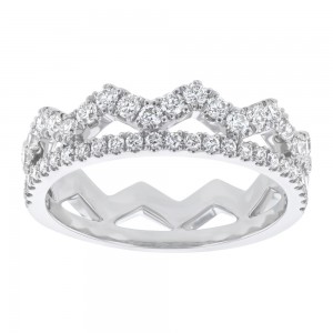 14K White Gold 0.65 carats Round Diamonds Tiara Band Ring