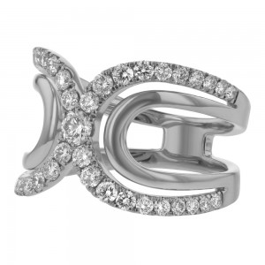 14K White Gold 1.0 carat Round Diamonds Wide Curved Ring