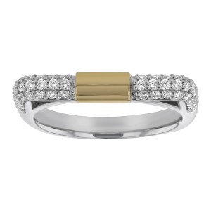 14K Two Tone Gold 0.50 carat White Diamonds Tube Band Ring