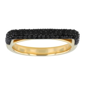 14K Yellow Gold 0.60 carat Black Diamonds Tube Band Ring