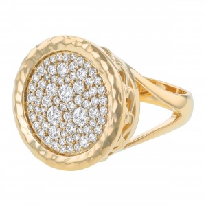 14K Yellow Gold 1.00 carat Pave Diamonds Round Ring