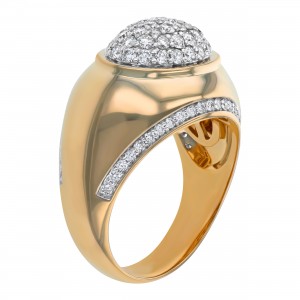 14K Yellow Gold 1.00 carat Pave Diamonds Curved Dome Ring
