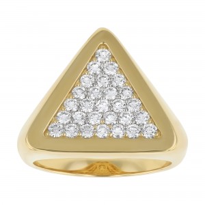14K Yellow Gold 0.75 carat Diamonds Triangle Geometric Ring