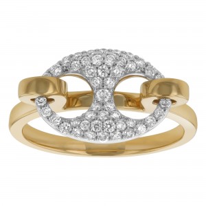 14K Yellow and White Gold 0.35 carat Diamonds Mariner Link Ring
