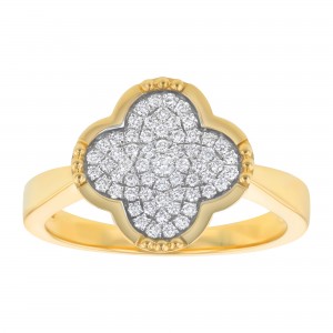 14K Yellow Gold 0.27 carat Diamonds Clover Ring