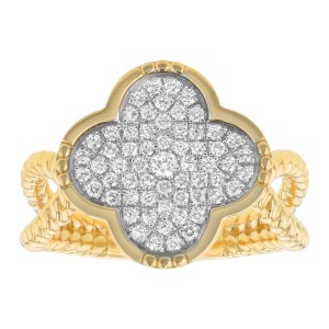 14K Yellow Gold 0.45 carat Diamonds Clover Ring