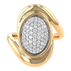 14K Yellow Gold 0.50 carat Diamonds Oval Pave Ring