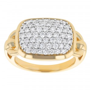 14K Yellow Gold 1.00 carat Diamonds Cushion Pave Ring