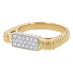 14K Yellow Gold 0.43 carat Round Diamonds Corrugated Ring