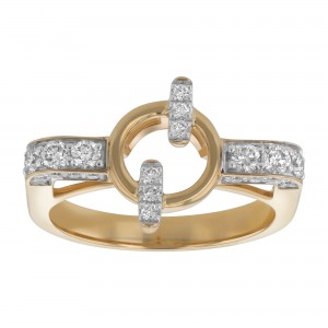 14K Yellow Gold 0.47 carat Diamonds Circle Bars Ring