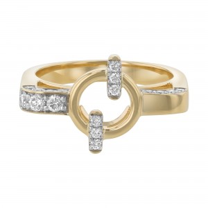 14K Yellow Gold 0.35 carat Diamonds Circle Bars Ring