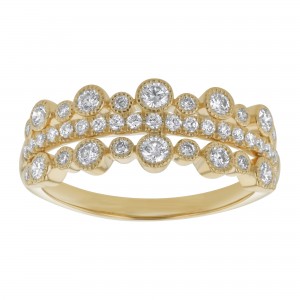 14K Yellow Gold 0.65 carat Diamonds Bubbles Fashion Ring