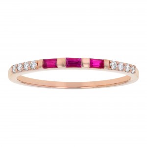 14K Rose Gold Diamond and Rubies Band Ring